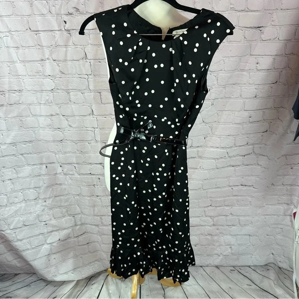 white house black market polka dot swilk blend dress size 0